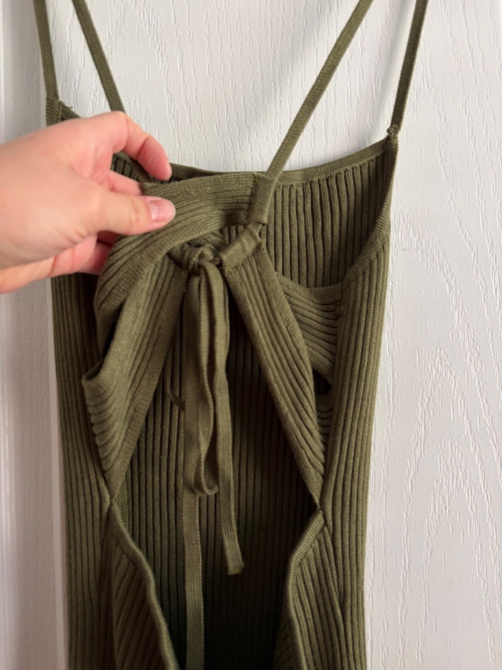 Abercrombie & Fitch Ribbed Lace-Up Midi Dress - Picture 6 of 7